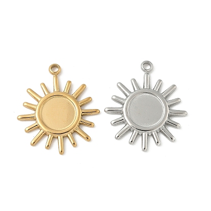 304 Настройки кабошон из нержавеющей стали кулон, ионное покрытие (ip), солнечные чары