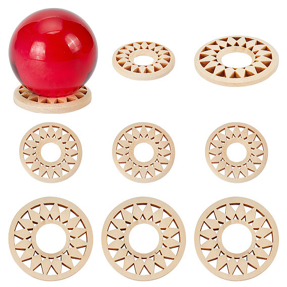 Ahademaker 8шт 2 деревянная подставка для хрустального шара в стиле, подставка для хрустального шара, опустошить, плоско-круглые