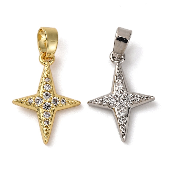 Латунные микро проложить кубического циркония подвески, звезды прелести, долговечный, без кадмия и без свинца, стойки покрытие
