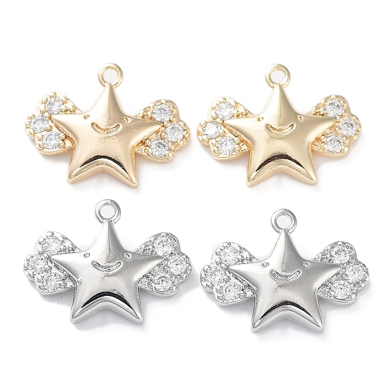 Латунь с прозрачными подвесками из циркония, без кадмия, без никеля и без свинца, звезда и крыло