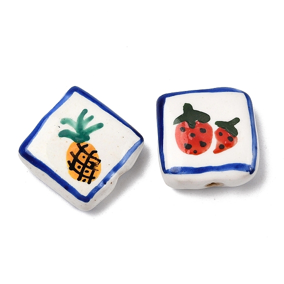 Фрукты, расписанные вручную, фарфоровые бусины ручной работы, квадратный