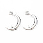 Tibetan Style Alloy Peg Bails Pendants, Cadmium Free & Lead Free, Moon