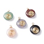 Natural & Synthetic Gemstone Pendants, with Real 18K Gold Plated Eco-Friendly Copper Wire, Flat Round