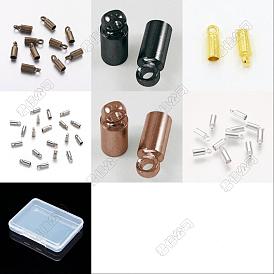 96Pcs 6 Colors Brass Cord Ends, End Caps, Nickel Free