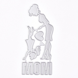Mother's Day Theme, Frame Metal Cutting Dies Stencils, for DIY Scrapbooking/Photo Album, Decorative Embossing DIY Paper Card, Woman & Daughter & Word Mom