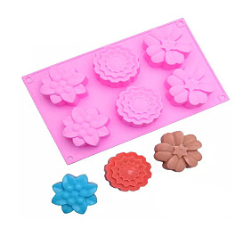6 Cavities Silicone Molds, for Handmade Soap Making, Flower