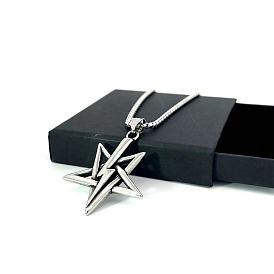 Модные ожерелья из нержавеющей стали с подвеской в виде пентаграммы молнии для унисекс