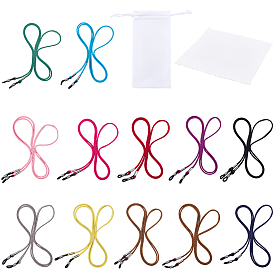 12 шт. 12 цвета искусственной замши ремешок на шею для очков, В комплекте: 1 салфетки для чистки из микрофибры и 1 футляры для очков из микрофибры.