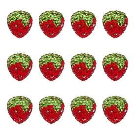 12шт. бусины из полимерной глины ручной работы со стразами, клубника