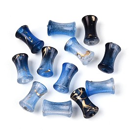 Прозрачные акриловые бусины, волочильных стиле, бамбук совместное, с блеском порошок