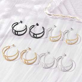 304 Stainless Steel Stud Earrings for Women, Half Hoop Earrings, Ion Plating(IP)
