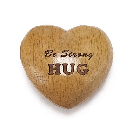 Beech Wood Display Decorations, Special Hand Holding Gift, Heart with Word Be Strong HUG