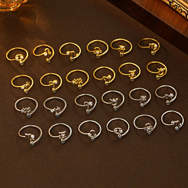 925 Кольца-манжеты из стерлингового серебра с паве из кубических цирконий, двенадцать созвездий