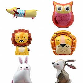 Animal Theme Aluminum Balloon, for Party Festival Home Decorations, Dog/Owl/Lion/Rabbit/Bear Pattern