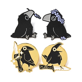 Эмалированные значки с изображением ворона, булавки для лацканов из сплава для одежды рюкзака