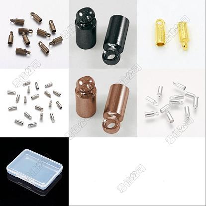 96Pcs 6 Colors Brass Cord Ends, End Caps, Nickel Free