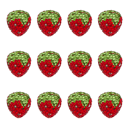 12шт. бусины из полимерной глины ручной работы со стразами, клубника