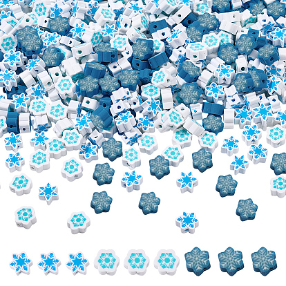 330 шт 3 стили рождественская тема бусины из полимерной глины ручной работы, снежинка