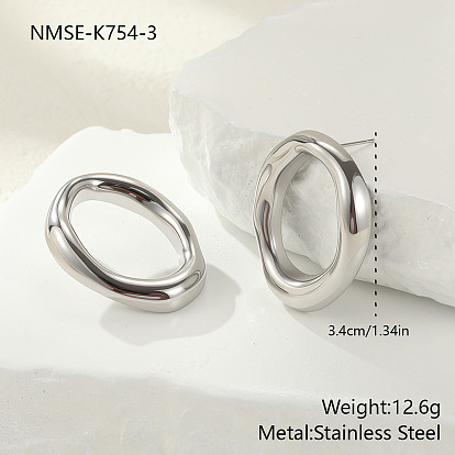 304 из нержавеющей стали серьги, полый овал