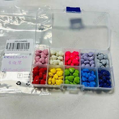 200Stk. 10 Farben undurchsichtige Acrylperlen, Herz