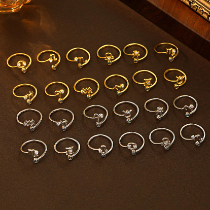 925 Кольца-манжеты из стерлингового серебра с паве из кубических цирконий, двенадцать созвездий