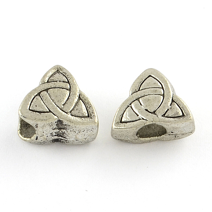Tibetan Style Alloy European Beads, Cadmium Free & Lead Free, Large Hole Triangle Beads, 13x14x7mm, Hole: 5mm, about 331pcs/1000g