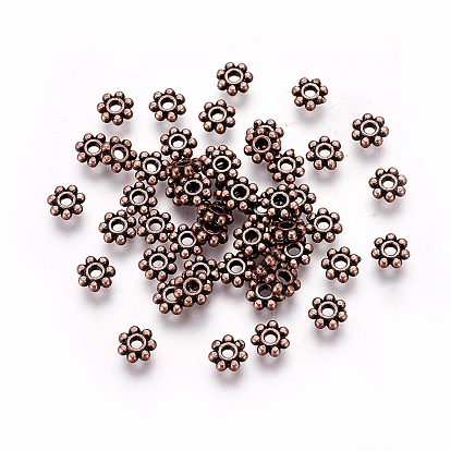 Tibetan Style Alloy Daisy Spacer Beads, Flower, Lead Free & Cadmium Free, 4.5x1.5mm, Hole: 1mm