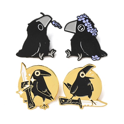 Эмалированные значки с изображением ворона, булавки для лацканов из сплава для одежды рюкзака