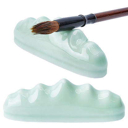 Porcelain Chinese Calligraphy Brush Pen Holder, Mountain Shape