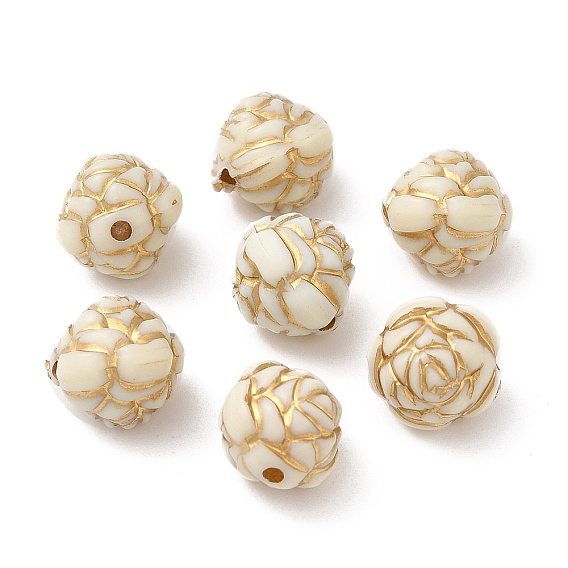 Прозрачные акриловые бусины, золотой металл обвитыми, цветок