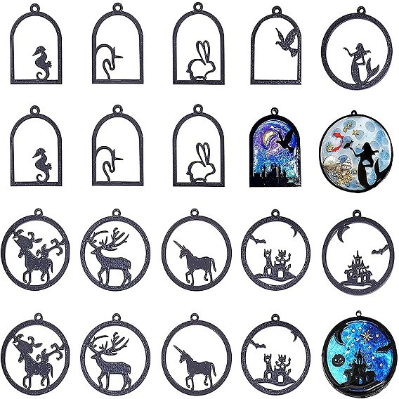 Acrylic Open Back Bezel Pendants, For DIY UV Resin, Epoxy Resin, Pressed Flower Jewelry, Mixed Shapes