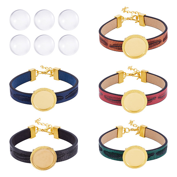 5шт. наборы для самостоятельного изготовления браслетов из искусственной кожи, с 10 стеклянными кабошонами