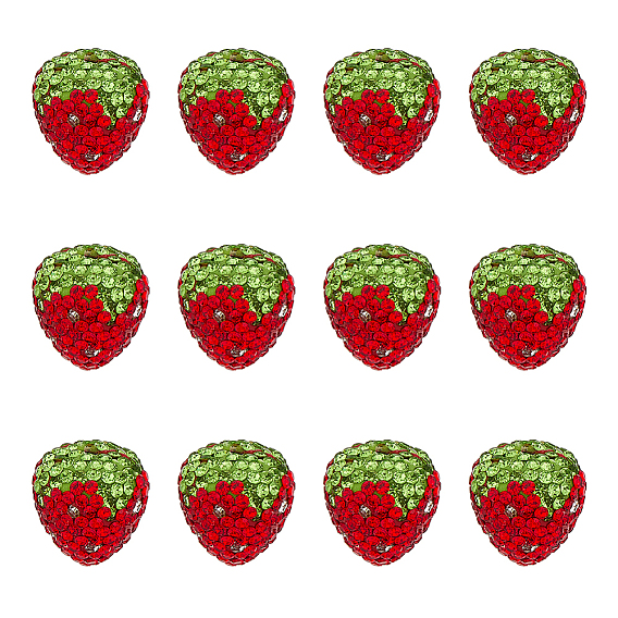 12шт. бусины из полимерной глины ручной работы со стразами, клубника