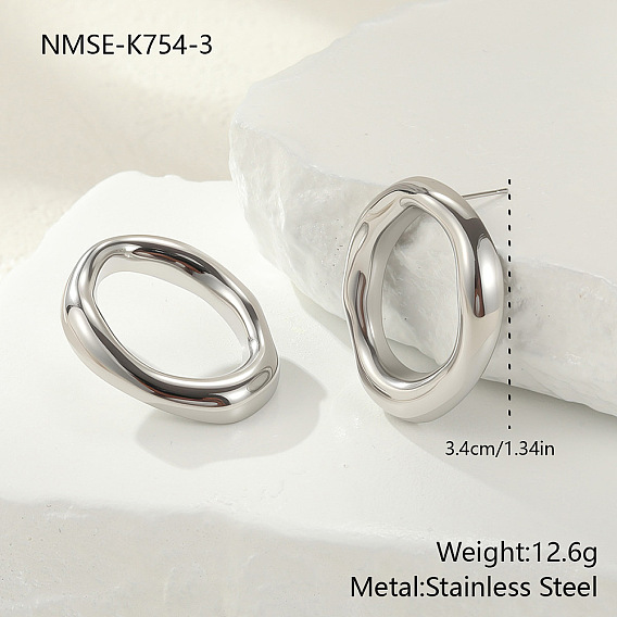 304 из нержавеющей стали серьги, полый овал