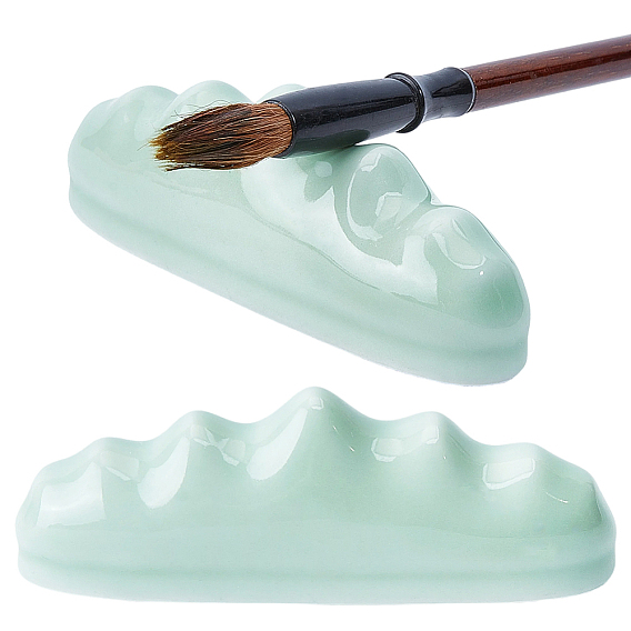 Porcelain Chinese Calligraphy Brush Pen Holder, Mountain Shape