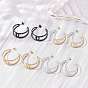 304 Stainless Steel Stud Earrings for Women, Half Hoop Earrings, Ion Plating(IP)