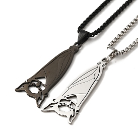 Bat Pendant Necklaces, 204 Stainless Steel Box Chain Necklaces