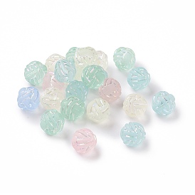 Transparent Frosted Acrylic Beads, AB Color Plated, Round