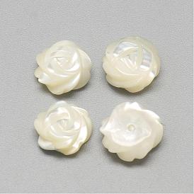 Natural White Shell Mother of Pearl Shell Cabochons, Flower