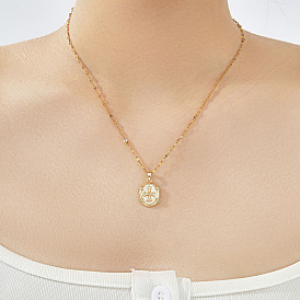 Элегантные модные латунные прозрачные кубические цирконии овальные крестовые подвески ожерелья, идеальный подарок для дам