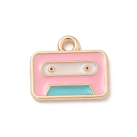 Alloy Enamel Pendants, Light Gold, Cadmium Free & Lead Free, Tape Shape Charm