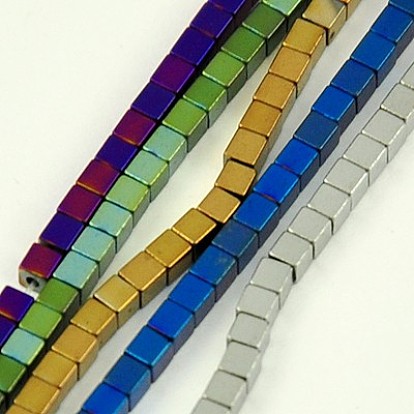 Немагнитные синтетический гематит бисер пряди, кубические, 2 мм, отверстие : 1 мм, 15.5 дюйм