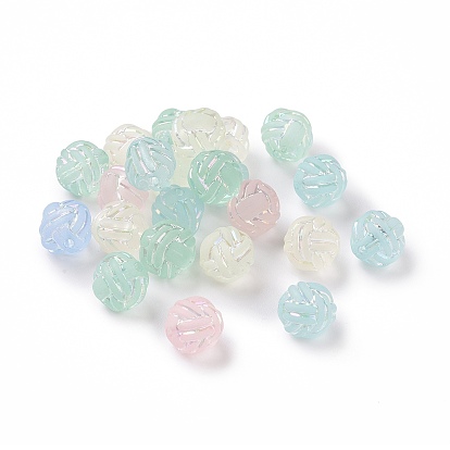 Transparent Frosted Acrylic Beads, AB Color Plated, Round