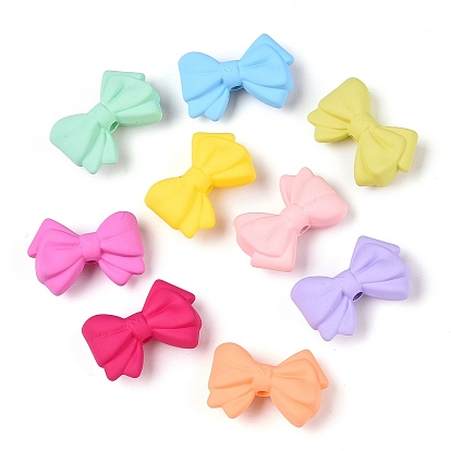 Прорезиненные стиль непрозрачной акриловые бусины, бантом