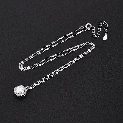 925 Квадратные подвески из стерлингового серебра, инкрустированные прозрачными кубическими циркониями и кристаллами., с печатью 925, родий