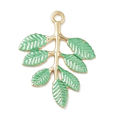 Crémaillère placage pendentifs en émail d'alliage, or et de lumière, charmes de branche feuillue