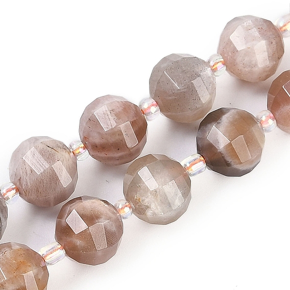 Натуральный лунный камень бисер нитей, граненые, фонарь, с бисером