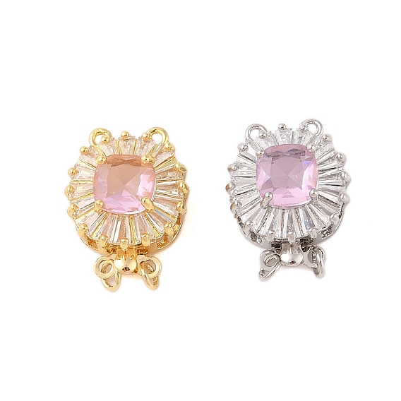 Покрытие стойки латунные застежки для стеклянных коробок, 2 нитей, 4-луночное, долговечный, без свинца и без кадмия, длина окружности, с целью перехода в кольце, розовый жемчуг, овальные