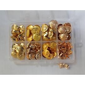 8 styles de boutons à tige en laiton et en alliage, formes mixtes