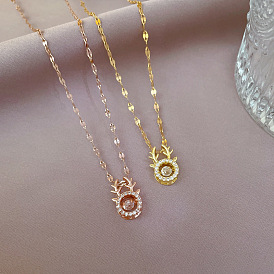 Deer Antler Necklace - Elegant, Dynamic, Zirconium Stone, Collarbone Chain, Minimalist Jewelry.